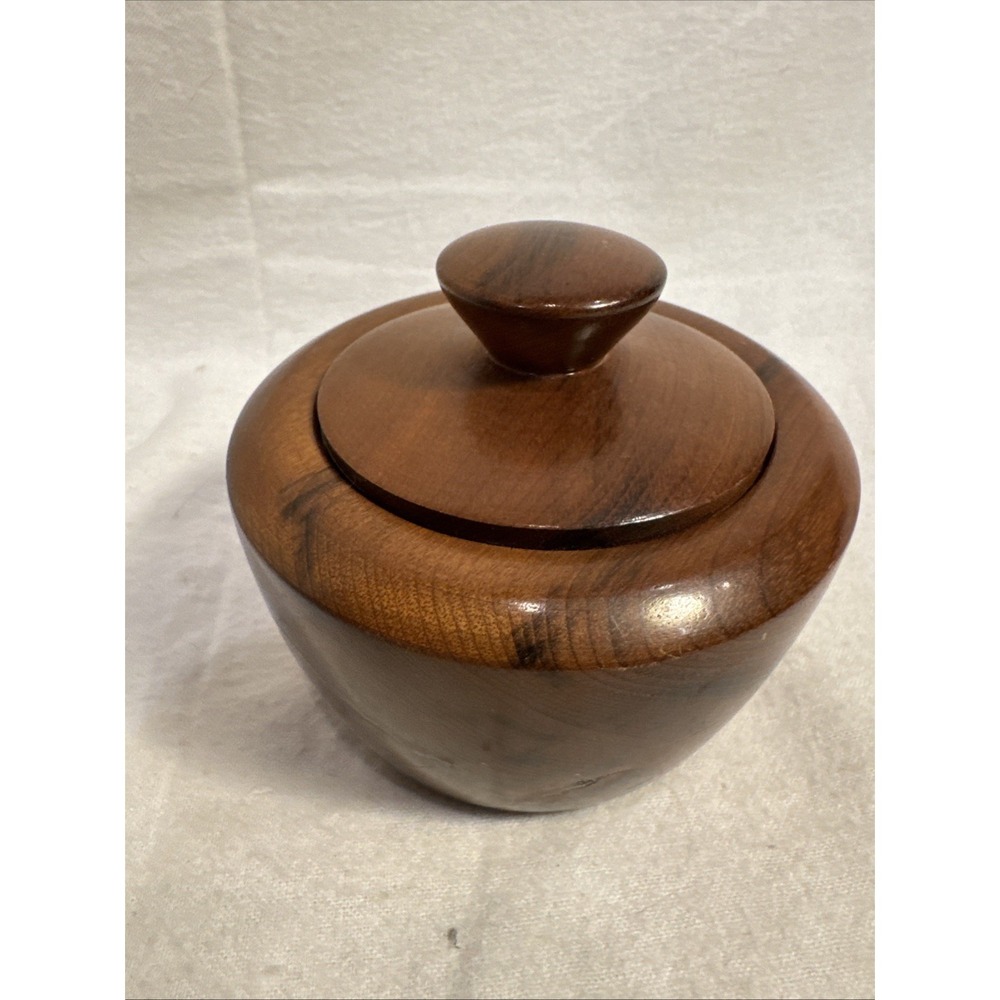 MID CENTURY MODERN STYLE CARVED MYRTLE WOOD LIDDED TRINKET JEWELRY BOX SCULPTURE